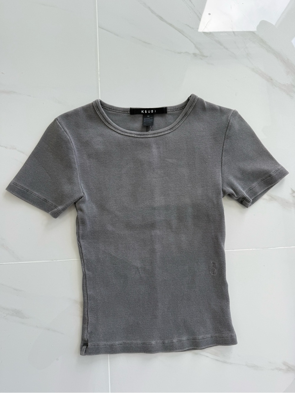 Ksubi Heather Gray Ribbed Crew Tee